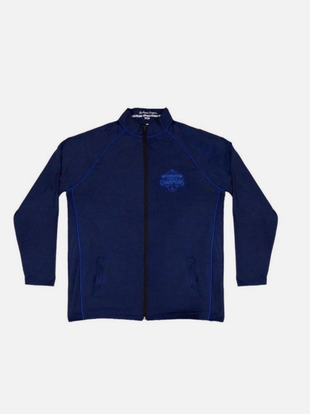 Navy Blue Full-Zip Jacket with Subtle Logo